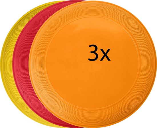 Frisbee set - 3 Frisbees in een set - Frisbeeset - Strandspeelgoed - Oranje Geel Rood