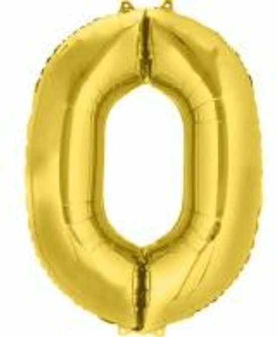 Folie ballon XL cijfer 0 goud kleur is  + - 1 meter groot  groot  inclusief een flamingo sleutelhanger