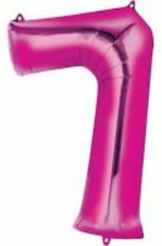 Folie ballon XL cijfer 7 roze kleur is + - 1 meter groot  groot inclusief een flamingo sleutelhanger
