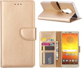 Motorola E5 - Bookcase Goud - portemonee hoesje