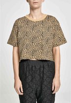 Urban Classics Dames Tshirt -XS- Short Oversized AOP Bruin/Zwart