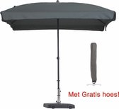 Parasol Rechthoek Grijs 210 x 140 cm met gratis hoes