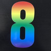 huisnummer sticker - nr. 8 - regenboog - huisnummer stickers - huisnummer cijfers - afvalbak nummers- huis nummer 8- kliko cijfers- container nummers- coverart- nummer stickers- pl