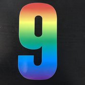 huisnummer sticker - nr. 9 - regenboog - huisnummer stickers - huisnummer cijfers - afvalbak nummers- huis nummer 9- kliko cijfers- container nummers- coverart- nummer stickers- pl