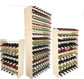 Wijnrek - Hout wijnrek - Bottle Rack - 118x72x26,5 cm (LxBxD) - Massief Hout - 63 flessen - Flessenrek Modulair en Stapelbaar - Flessenhouder Staand