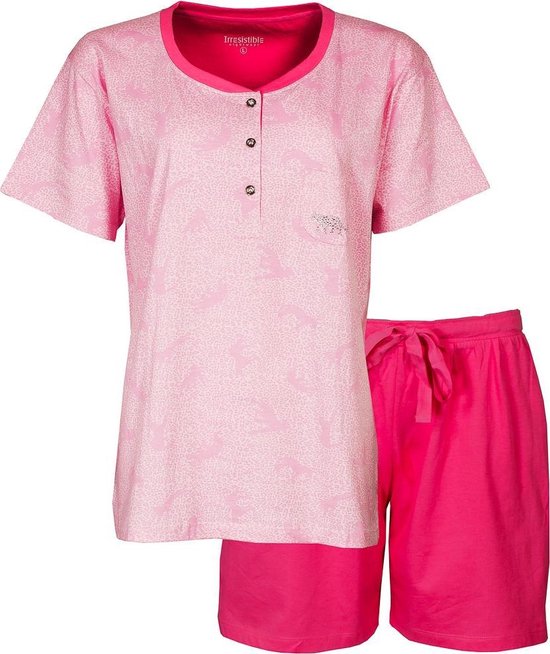 Irresistible - Dames Shortama - Slaapsetje - Panter dessin - Roze