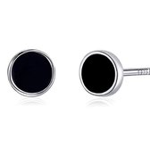 Oorbellen- Zilver- Zwart- 5 mm- Oorknopje- Heren- Dames- Kinderen