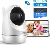 Looki® 1536P FHD 3MP Camera met 32GB SD-kaart & Cloud Opslag  – Geluids- en bewegingsdetectie - Vision 1 - Babyfoon met app