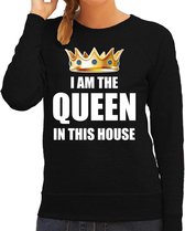 Koningsdag sweater Im the queen in this house zwart voor dames S