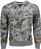 Sweater - Bloemen Motief Print Heren - Grijs