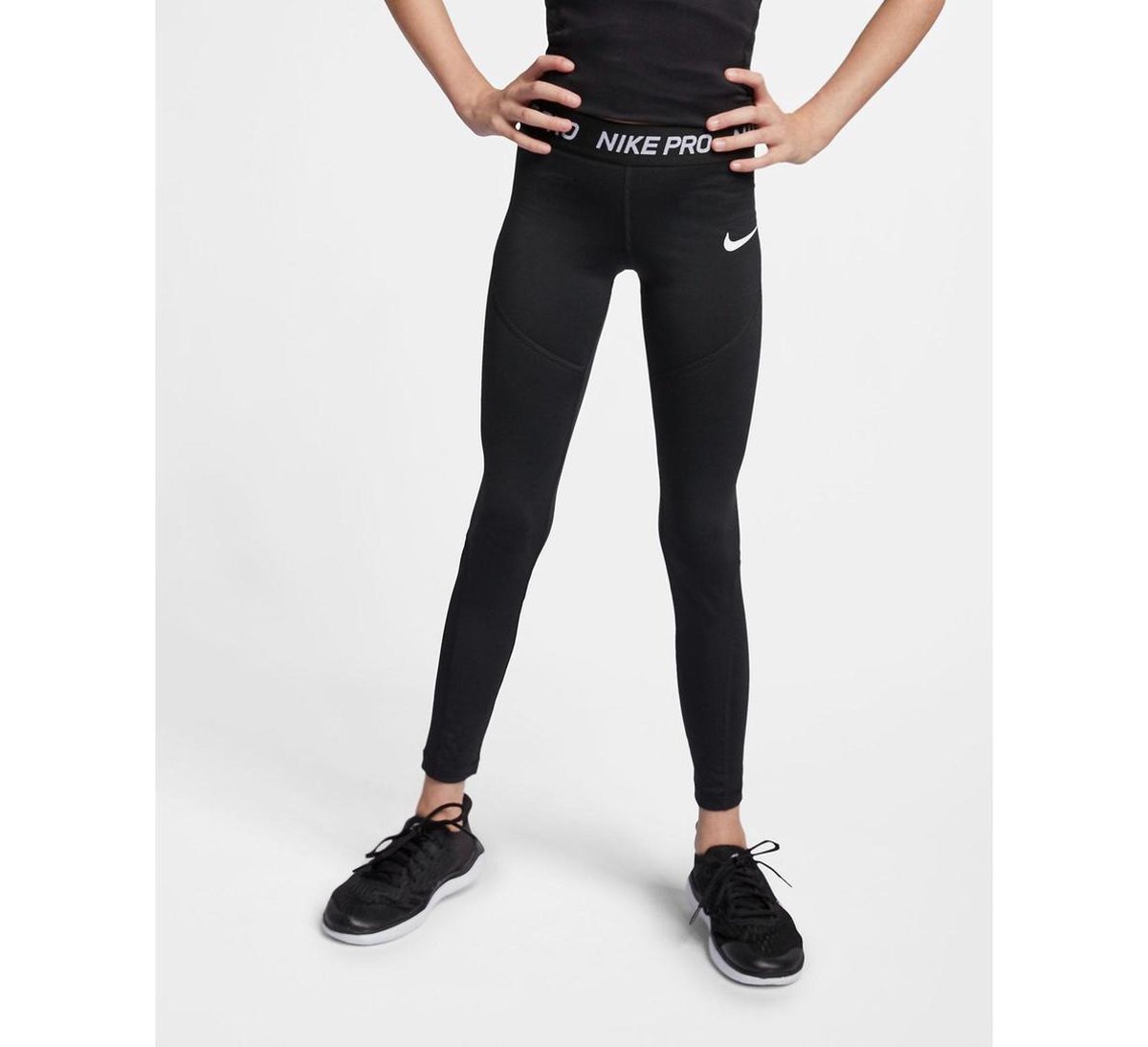 Nike Pro Tight Meisjes Sportbroek - Maat XS - Unisex - zwart/wit Maat 116-128  | bol.com