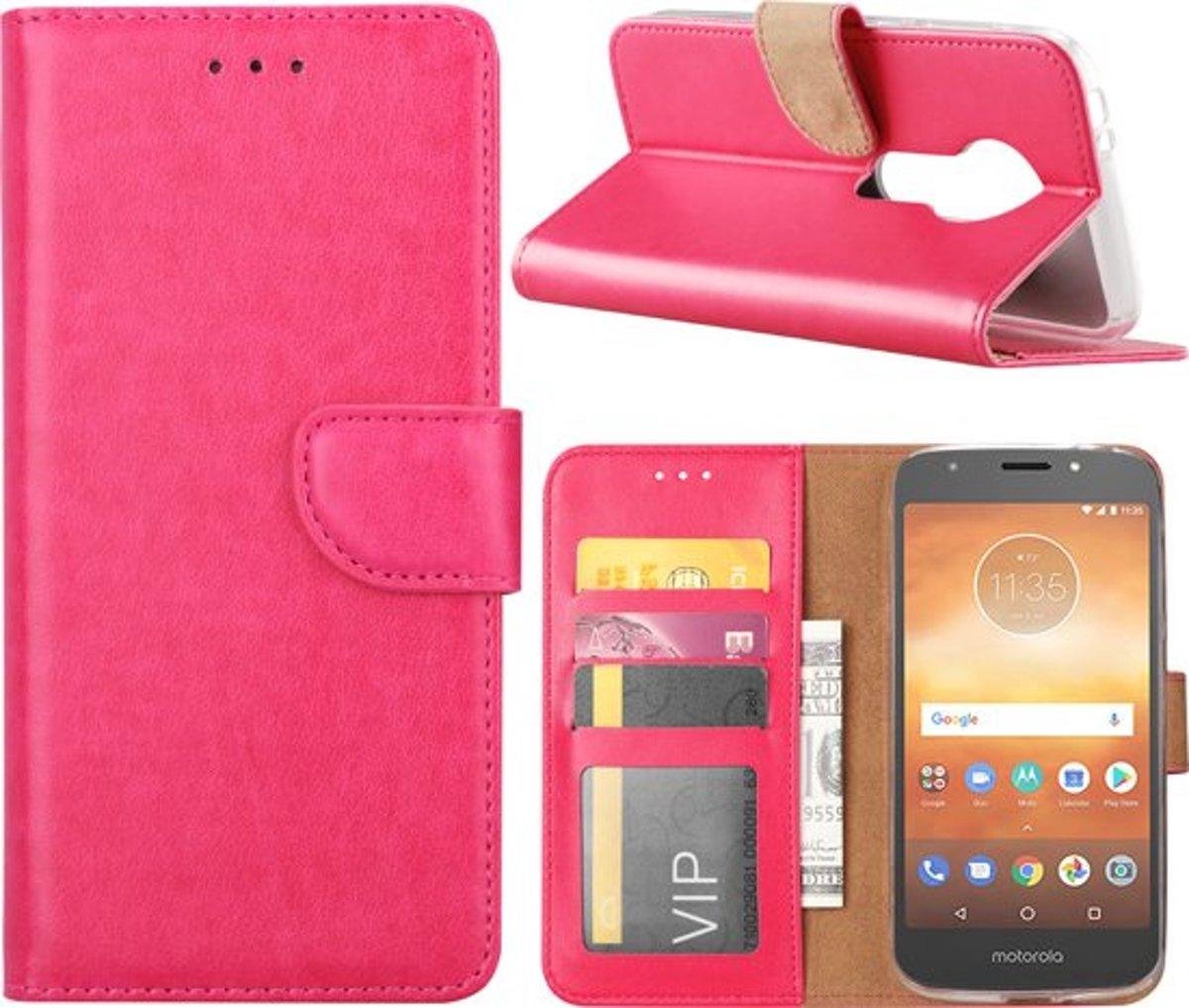 Bookcase Geschikt voor: Motorola Moto E5 Play - Roze - portemonnee hoesje