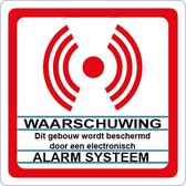 Beveiligingsstickers. Alarm Systeem sticker. 12 stickers wit. ( achterkant plakt. ) 8 cm x 8 cm.