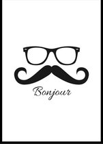 Bonjour met Snor - A3 Poster 29x42cm