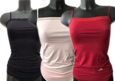 Lydia 3-pack dames Spaghetti hemdjes zwart/rood/roze maat XXL