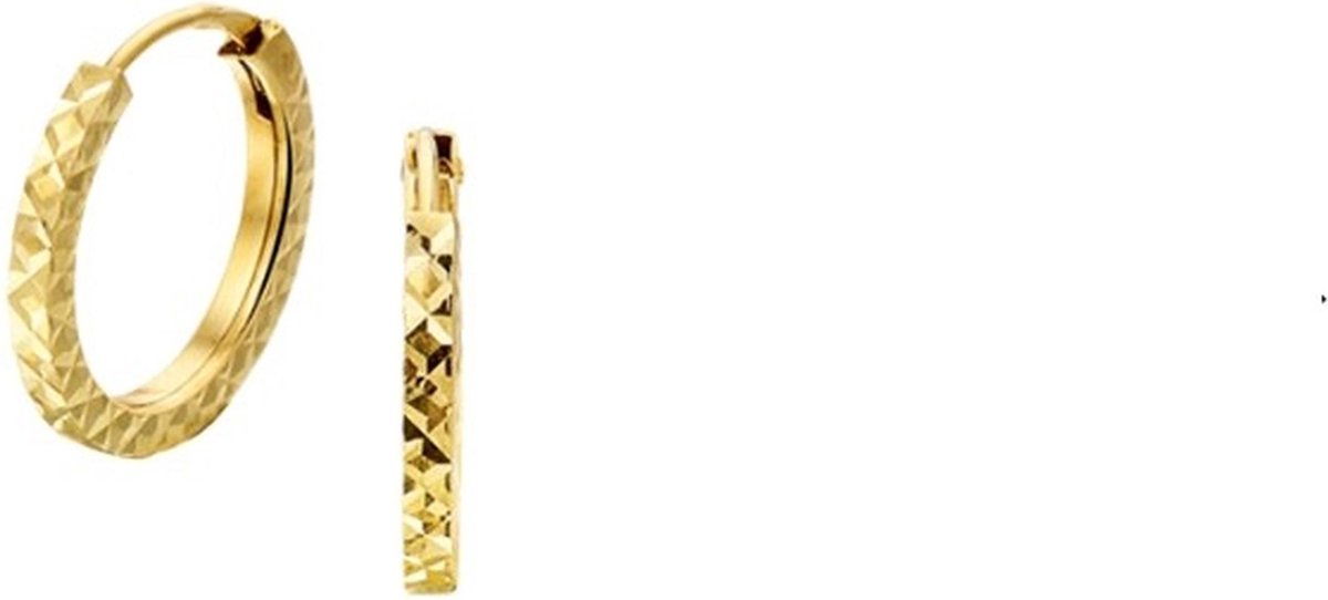 YO&NO - Oorbellen - Goud - Oorringen - Gediamanteerd - 1,2 mm 14 mm - Sieraden vrouw - Heren - 14k - 585 Goud