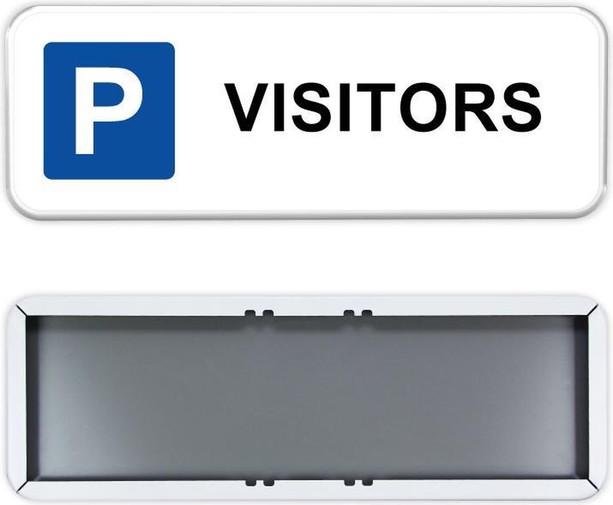 Parkeerbord Visitors 60x20cm - Stevig aluminium bord met dubbel omgezette rand