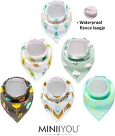 MINIIYOU Bandana Kwijlslabbetjes - Blaadjes  - 6 Stuks Waterproof Laagje - Puntslabbetjes