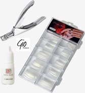 Nageltips Transparant Voordeel Set - Transparant Tips + Nagellijm 3ML + Tipknipper - Professionele markt