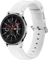 Universeel Smartwatch 22MM Bandje Echt Leer met RVS Gespsluiting Wit