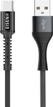 Eisenz EZ606 USB-C Toughness Type C Oplaad Kabel 2.4A Fast Cable - zwart 1 Meter