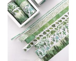 Washi Tape Set 8 stuks| Bullet Journal/Scrapbook/Planner | Groen/Natuur