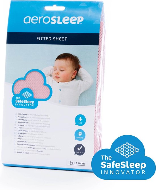 AeroSleep® SafeSleep hoeslaken - box - 95 x 75 cm - roze | bol.com