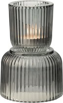 Gusta waxinelichthouder grijs - Waxinelichthouders - Glas - 10,5x15cm