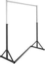 Kledingrek - verstelbare hoogte max. 185 cm - lengte 140 cm - zwart/ chroom