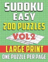 Sudoku Easy 200 Puzzles -Large print-One Puzzle Per Page