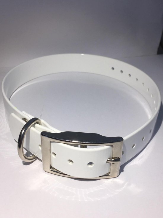 Halsband BioThane GOLD - WIT - 450mmX19mm - dubbele gesp