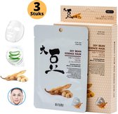 MITOMO Soy Bean Gezichtsmasker - Face Mask Beauty - Valentijn Cadeautje voor Haar - Masker Gezichtsverzorging - Skincare Rituals - Huidverzorging Vrouwen - 3 Stuks