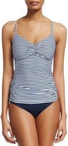 Seafolly Riviera Stripe DD Cup Singlet Indigo - Blauw wit gestreept Tankini Dames Cup DD - Maat 36