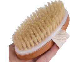 Dry brush huidborstel - premium borstel met natuurlijke haren - Badborstel - Doucheborstel - Massageborstel