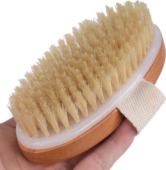 bol.com | Dry brush huidborstel - premium borstel met natuurlijke haren -  Badborstel -...