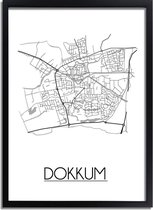 DesignClaud Dokkum Plattegrond poster A2 + Fotolijst zwart