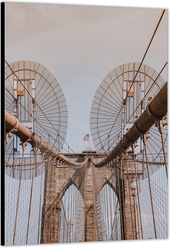 Dibond –Brooklyn Bridge Park - New York– 40x60cm Foto op Aluminium (Met Ophangsysteem)