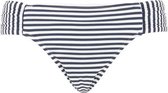 Seafolly Riviera Stripe Ruched Side Retro Indigo - Blauw wit Gestreept bikinibroekje Dames - Maat 36