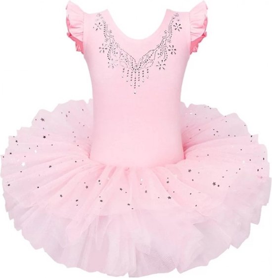 Balletpakje met Tutu Peach roze Sparkle Style - 122-128- Ballet - prinsessen tutu verkleed jurk meisje