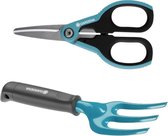 GARDENA duo tuinsetje - 2 stuks - tuingereedschap - tuinhandschaar 18 cm en rooivorkje