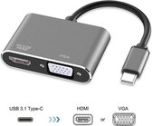 DrPhone CHX - 2 in 1 Adapter USB-C naar HDMI & VGA - 4k 3840*2160P / 30Hz - 2 Display Aansluiten - Space Grey