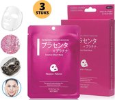 MITOMO Premium Placenta & Platinium Gezichtsmasker - Vermindert Stress,Rimpels,Acne,Puistjes en Huidveroudering - Gezichtsverzorging Masker - Face Mask Beauty - 3-Pack