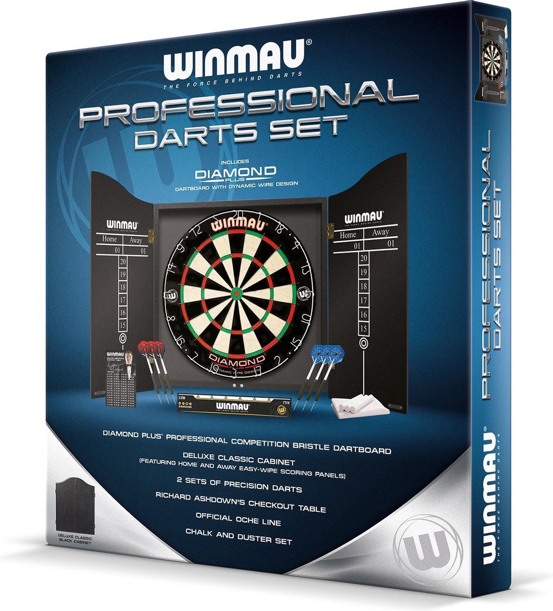 WINMAU Professional Dart Set met Diamond Plus Bristle Dartboard