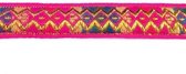 Allernieuwste Fournituren - Geweven Sierband - 2.3cm breed - Lint - Stof - Applicatie - Afwerkband - Lengte 11.5m - Goud - Fuchsia