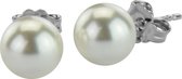 Silventi 921144216 Zilveren Parel Oorknop - 8mm - Parel - Wit - Zilver - Zilverkleurig