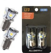 BA15S LED lamp xenon wit (2 stuks) 12-24 Volt