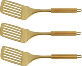 3x Bakspatels/bakspanen goudkleurig 32 cm RVS keukengerei - Koken - Bakken - Spatels 3 stuks