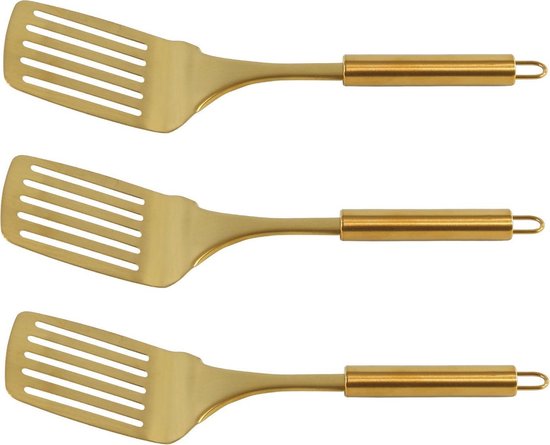 3x Bakspatels/bakspanen goudkleurig 32 cm RVS keukengerei - - Bakken - Spatels 3... | bol.com