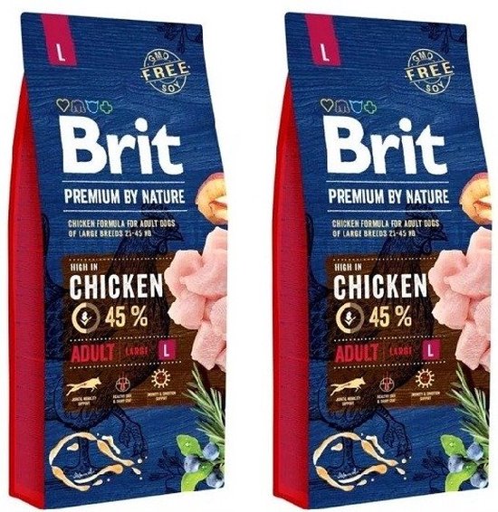 Brit premium by nature adult large 45% kip 2 x 15kg | bol.com