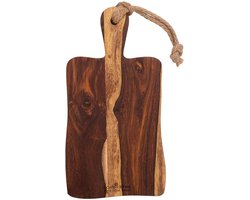 Bowls and Dishes Pure Rose Wood Duurzame Borrelplank | Tapasplank | Serveerplank rustiek met handvat 35 cm | cadeautip!